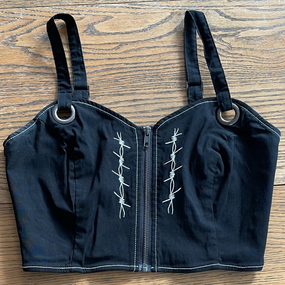 Hell Bunny Barbed Wire Gothic Crop Top